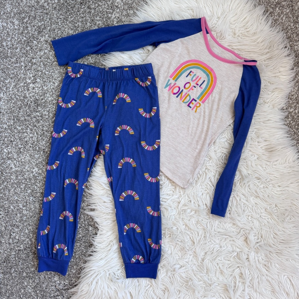 Cat & Jack Rainbow Pajama Set Girls 6 6X Long Sleeve